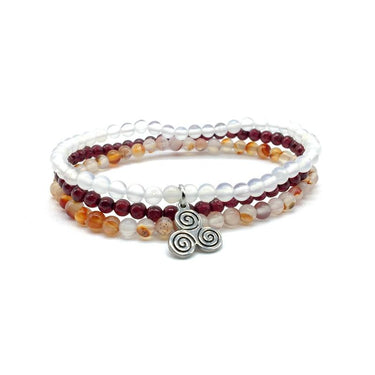 HEALTH & HAPPINESS-Garnet,Snow Quartz & Pink Agate- 3/pc